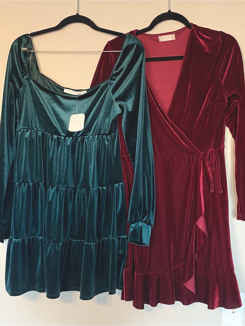 NWT Altar'd State Long Sleeve Velvet Dress  x 2